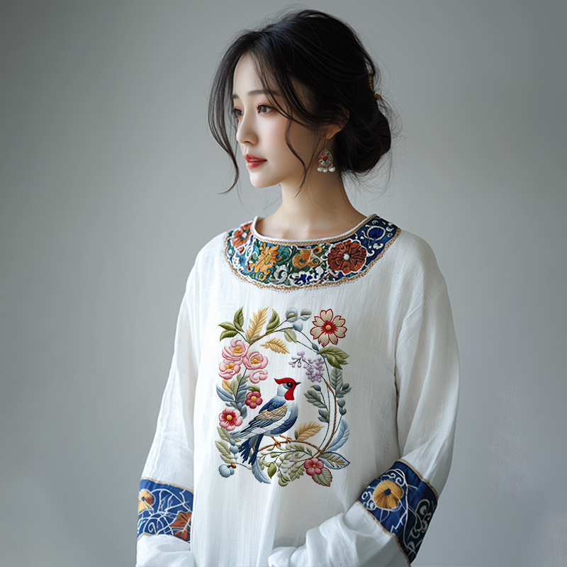 Transferencia de calor de ropa, estampado de flores y pájaros de estilo nacional, estampado de flores y pájaros, parche de estampado en caliente, resistente a los pliegues, no se desvanece, transferencia de calor, transferencia de calor