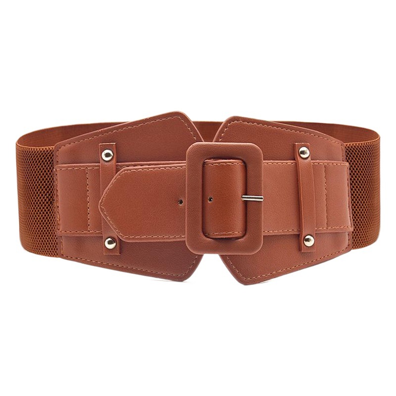 Europeo y americano Super ancho cintura sello al por mayor moda elástico cinturón ancho accesorios decorativos cinturón personalizado sello rojo