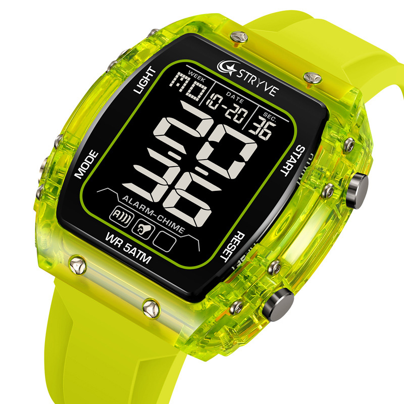 STRYVE 8031 moda hombre reloj deportivo digital nocturna electrónica reloj de pulsera impermeable al aire libre reloj de estudiantes