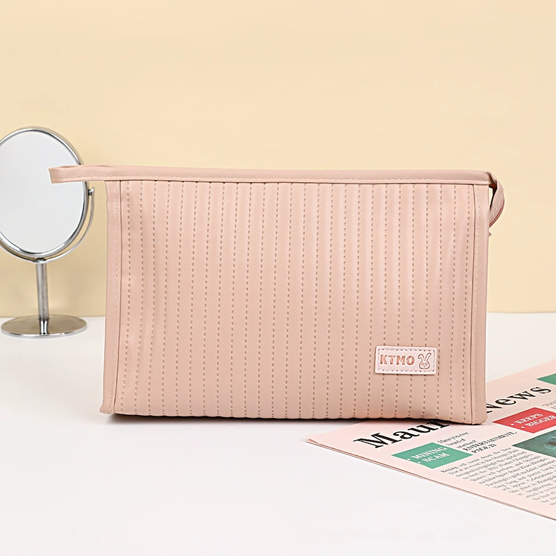 Polyurethane Cosmetic Bag, Handheld Waterproof Organizer, Spacious 24.2×19.6×3.6 cm