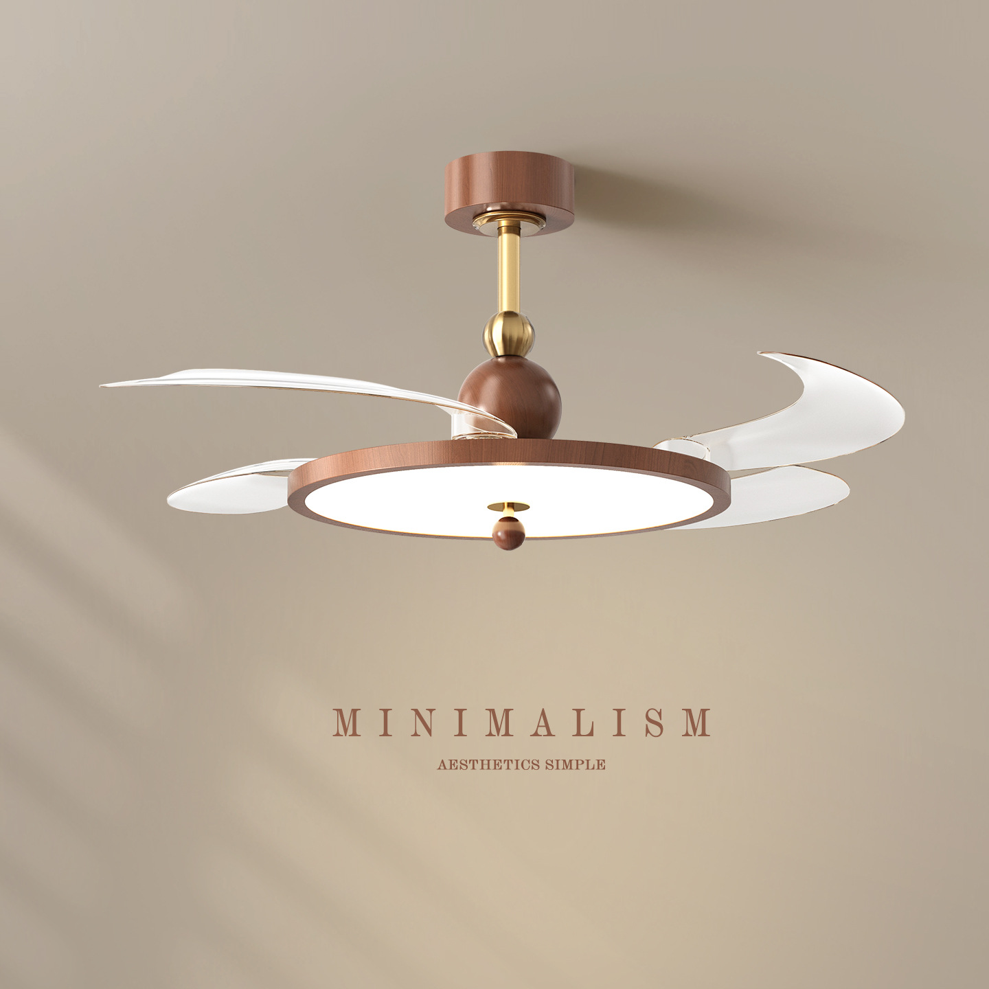 Medieval Style Living Room Fan Lamp Invisible Household Ceiling Fan Lamp Restaurant Bedroom Electric Fan Chandelier Lighting Integrated Lamp