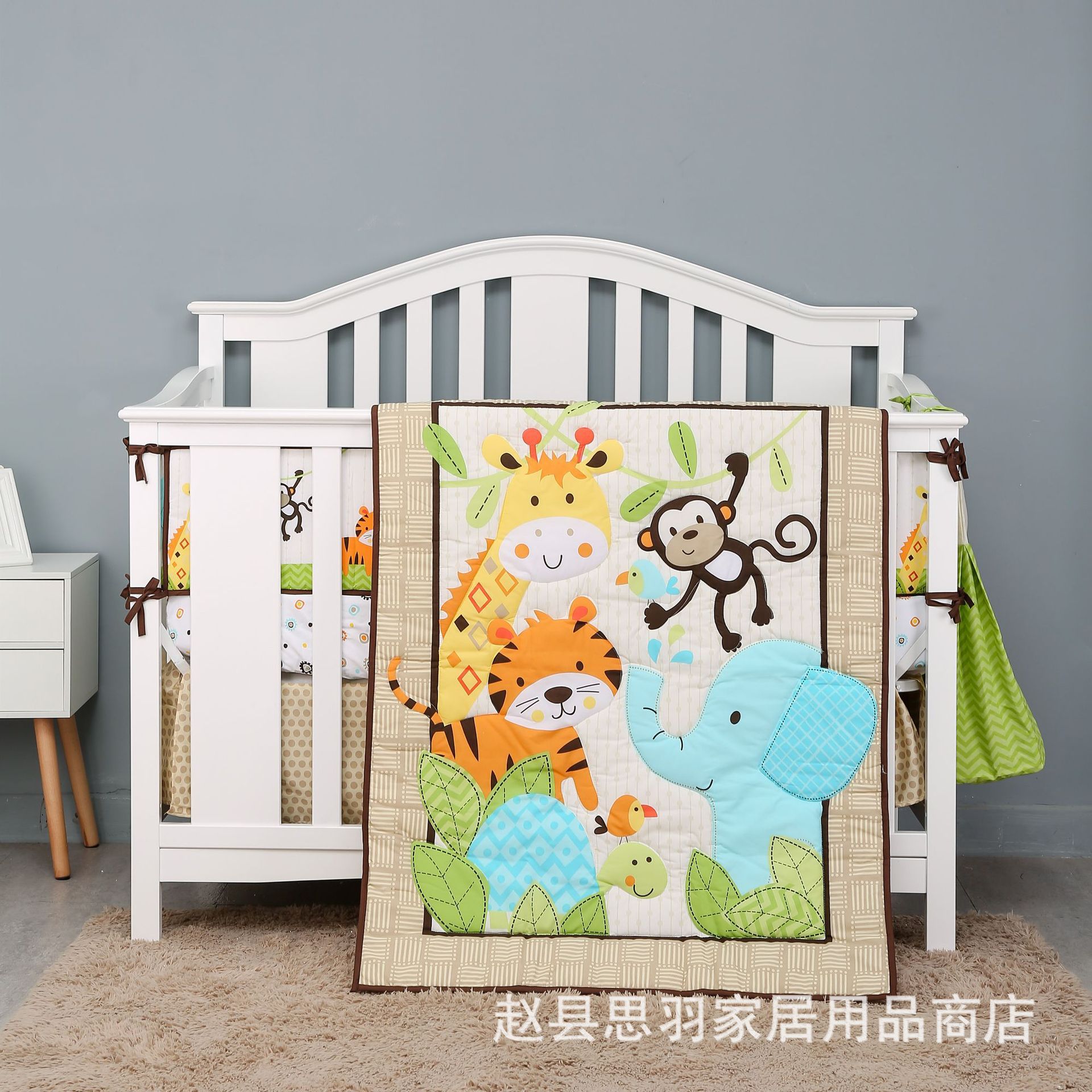 Newborn suit children's bed cover bed cushion anti-collision bed cover bed skirt infant bedding four-piece set