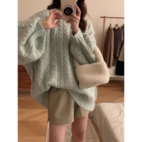 Soft and Mellow Knit Round Neck Turtleneck Top for Women, Relaxed Style, Korean Version, Loose Cardigan, Plus Size, Autumn and Winter