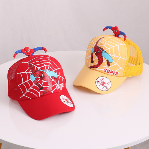 Baby Hat Cartoon 3D Spider-Man Children's Baseball Cap Boys Summer Outdoor Sunshade Sun Protection Breathable Duckbill Hat