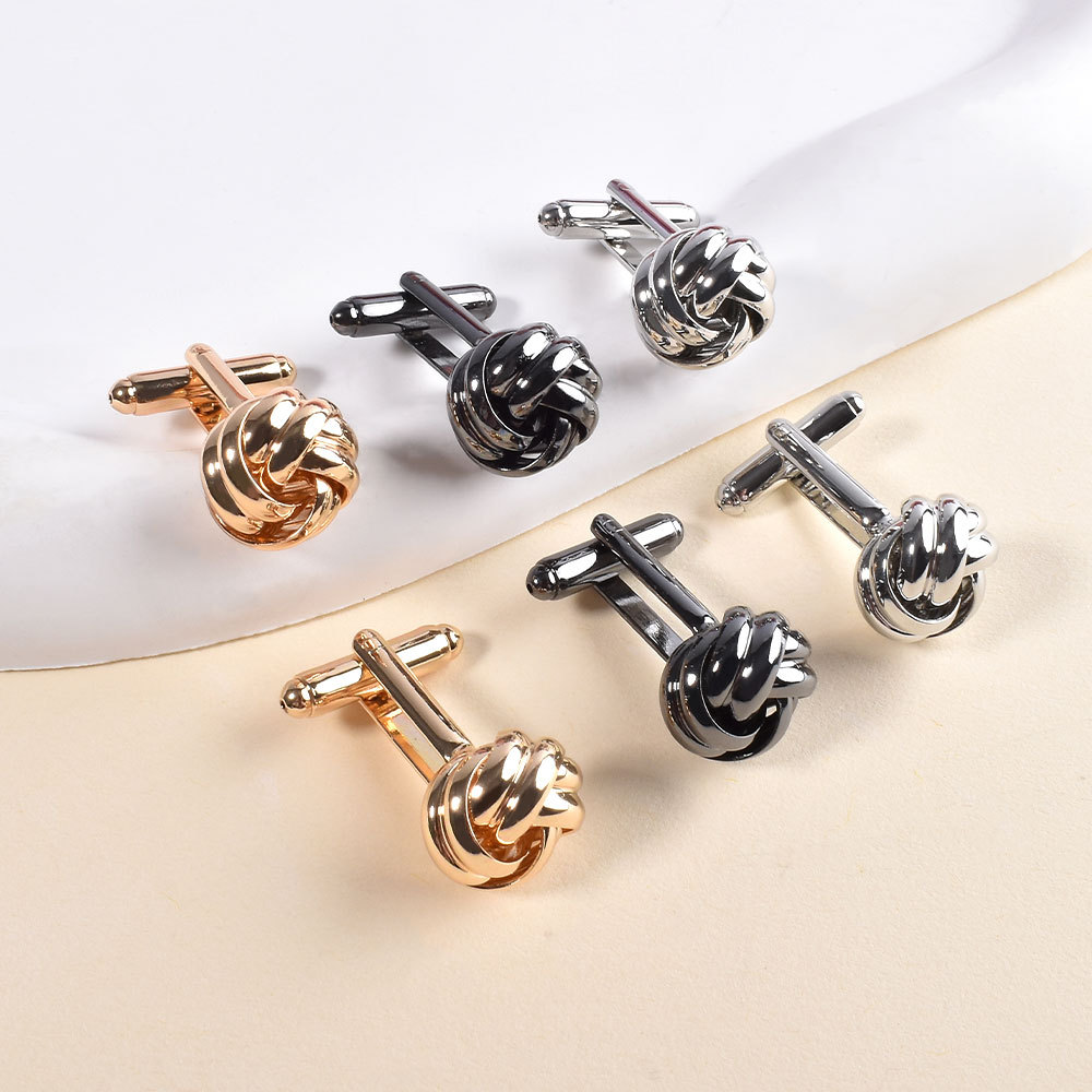 Cross-border Hot Selling Jewelry Golden Twisted Cufflinks Cufflinks Cuffnails Hollow Cufflinks Men's Shirt Cufflinks Button cufflink
