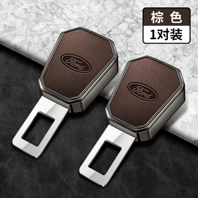 Slot Buckle Extender Connector, Seat belt shoulder pad - type-a-buckle-ford-logo-pebbled-brown-one-pair