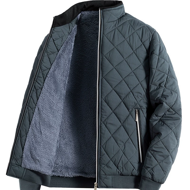 Осенние и зимние новые куртки с бархатом утолщенные хлопчатобумажные костюмы мужские молнии со стоячим воротником дикие теплые повседневные куртки топ