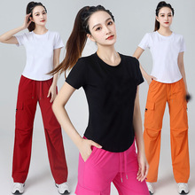 2024夏季新款广场舞运动套装鬼步舞休闲服印花字母衣服成人女