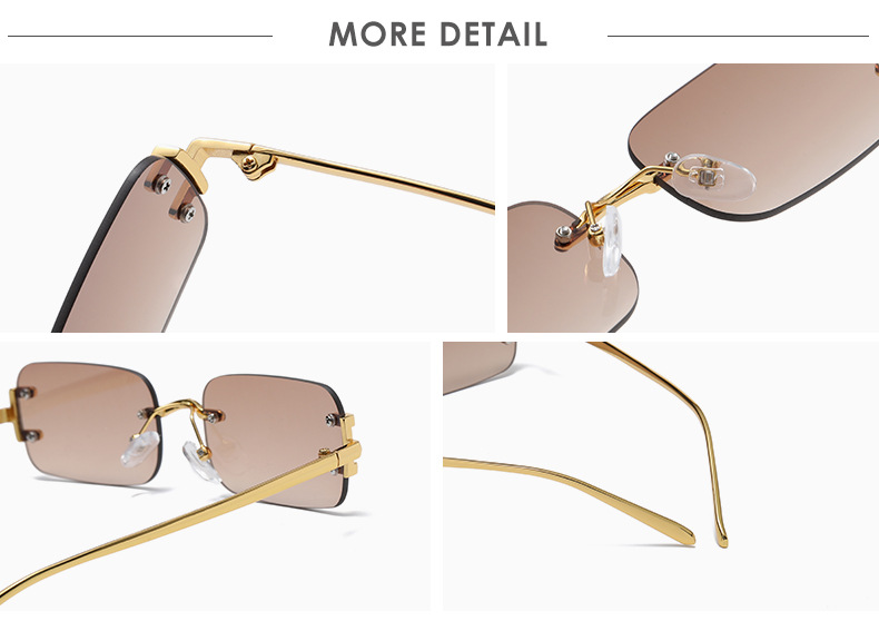 Women'S Gender Fashion Style Fashion Colorful PC UV400 Protection Square Frameless Women's Sunglasses