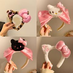 毛のふわふわした蝶結びの髪束kt猫の耳のカチューシャの高級感があります。