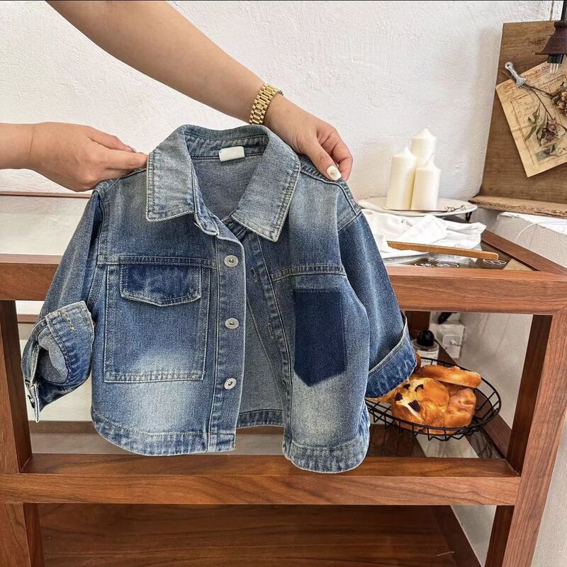 男の子スーツ 2025春秋新作秋服子供デニムツーピースセットストリート服ハンサム韓国風子供服|undefined