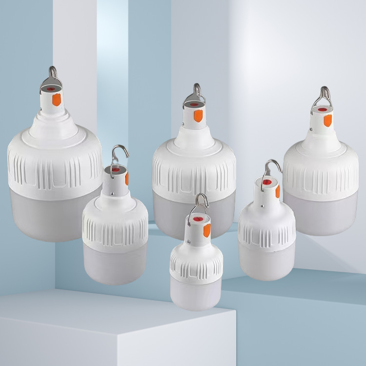 Bombilla led al aire libre para acampar lámpara de puesto usb bombilla recargable bombilla de carga de potencia completa campo de campamento al aire libre