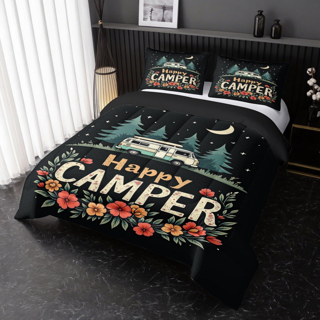 TEMU / JIT tema de camping cómodo impresión digital HD 180gms set de edredón suave suministro directo de fábrica