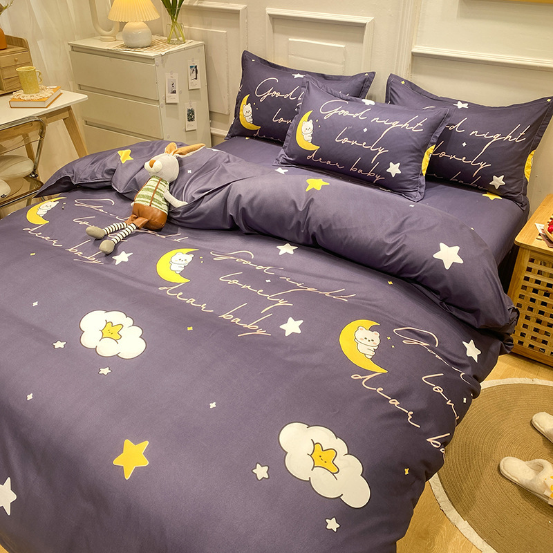 Juego de ropa de cama de algodón cepillado al por mayor para estudiantes, juego de cuatro piezas, funda de edredón de algodón con aloe vera, funda de edredón individual para dormitorio, juego de tres piezas. image 26
