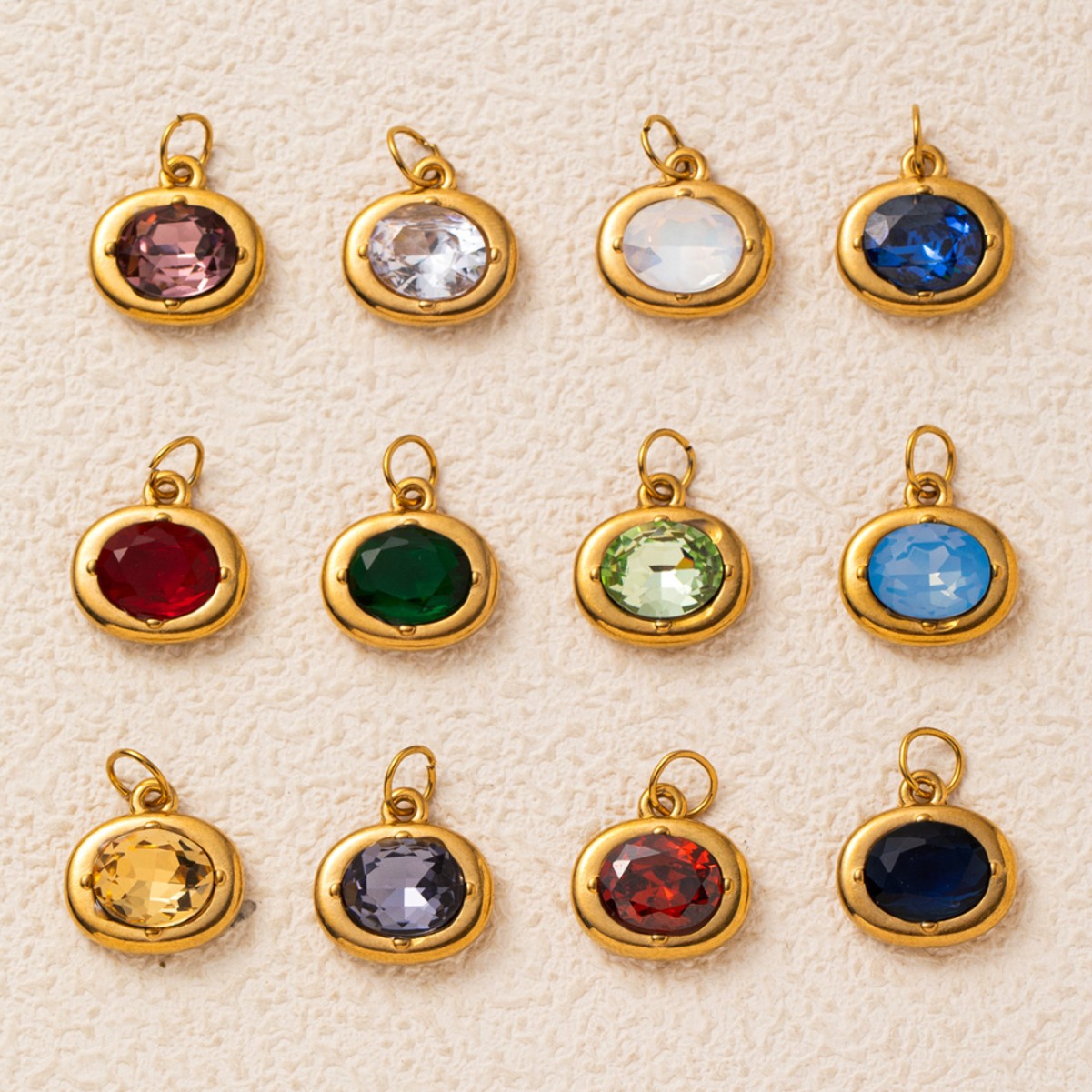 Jiaoxiang European and American Cross-Border New Stainless Steel December Birthstone Pendant DIY Accessories Vacuum Electroplating 18K Gold in a Furnace