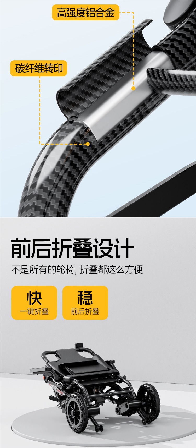 Aiqinuo electric wheelchair for the elderly, intelligent, fully automatic, portable, foldable, ultra-lightweight, small mobility aid