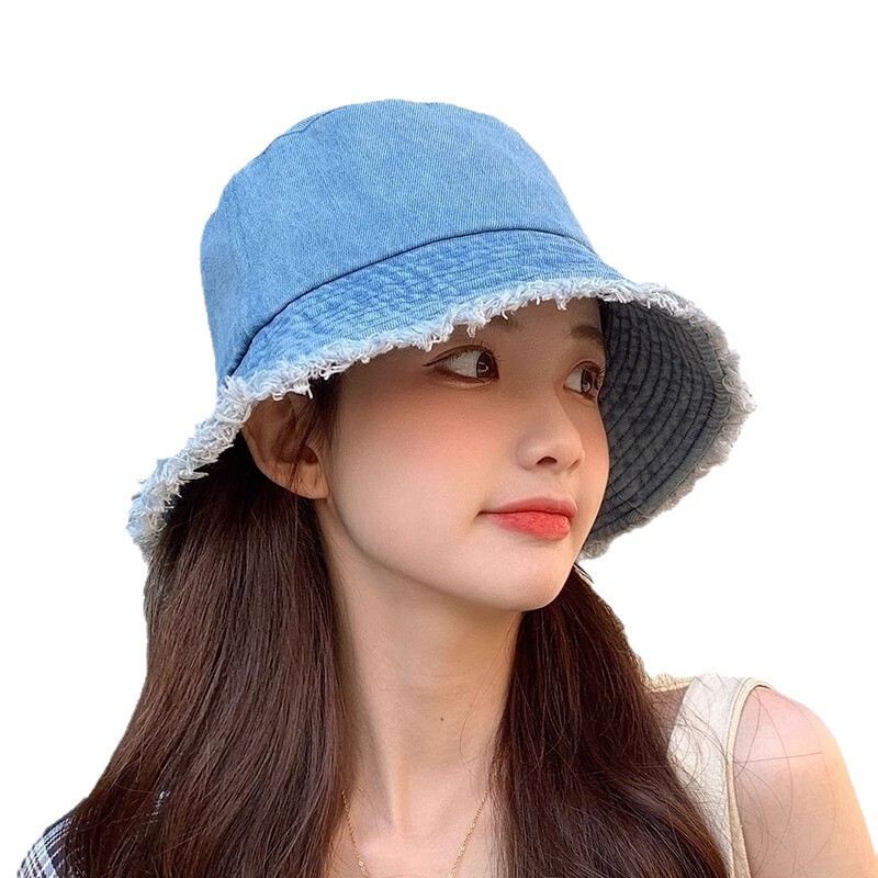 女性用の新しい夏のデニム盆地帽子、日よけと日焼け止め帽子、韓国スタイルのトレンディな日よけ帽子、顔を覆う、多用途のトレンディなブランド、顔を小さくする|undefined