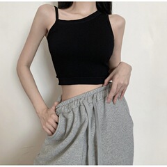 Sweet and Spicy Girl Solid Color Strappy Summer New Fashion Asymmetrical Off-Shoulder Backless Bodysuit Sexy Base Layer Sleeveless Top