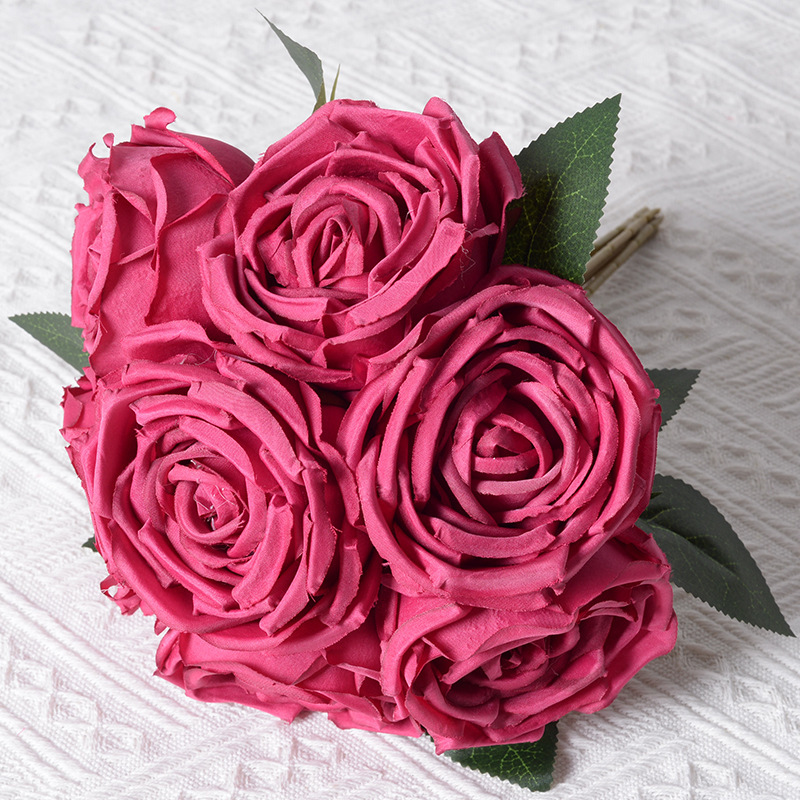 Rosa artificial 7-cabeza imperial concubina Rosa sosteniendo Flor de estilo europeo Flor de seda boda Hotel sala de estar decoración transfronteriza al por mayor