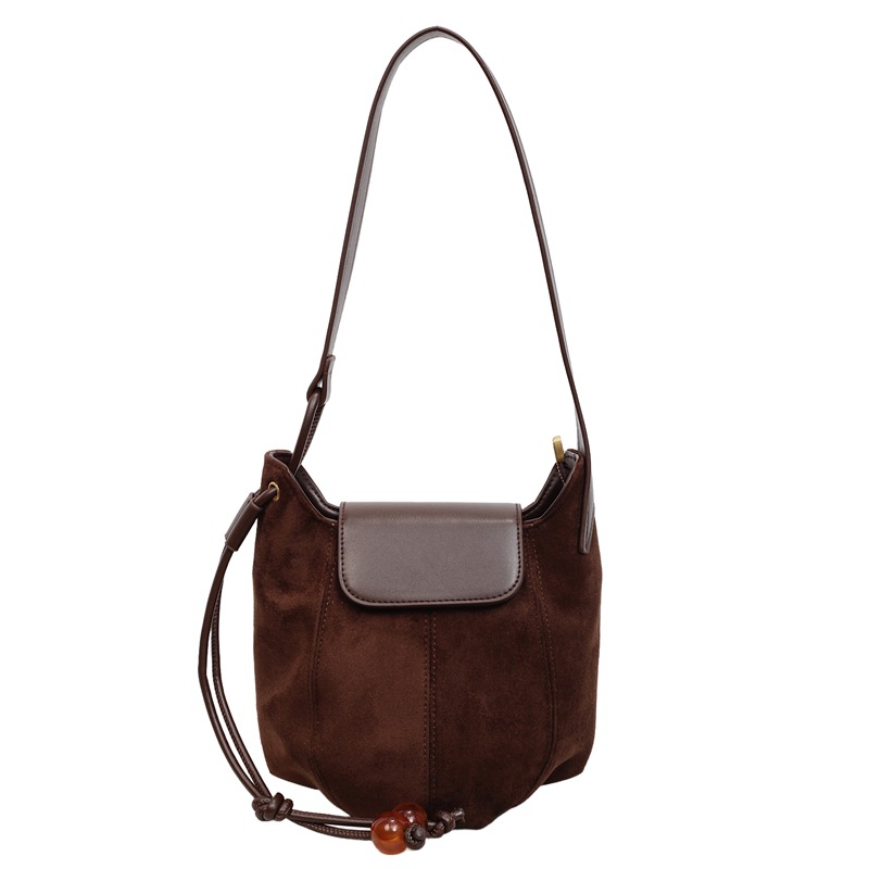 Otoño y invierno bolsos populares de moda mujeres nuevas bolsas de cubo de piel de ciervo transfronterizas de alta calidad retro versátil bolso de hombro