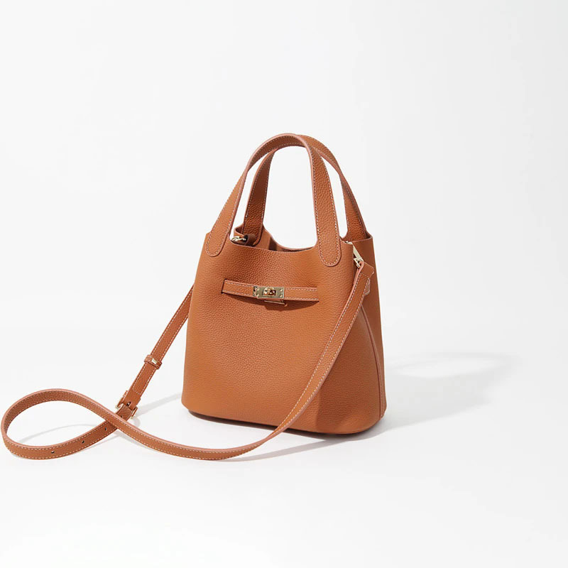 Túi bucket nữ rút dây dáng thùng đeo chéo kiểu mới — Màu nâu cognac