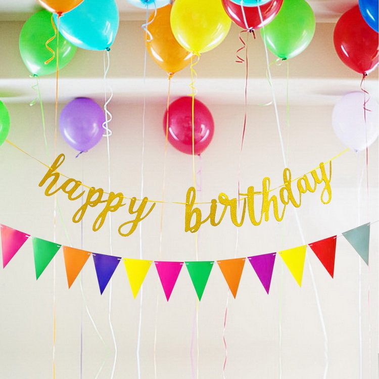 Colorido triángulo decorativo bandera vacaciones cumpleaños boda fiesta decoración tire bandera diseño de la Sala de la escuela bandera colorida