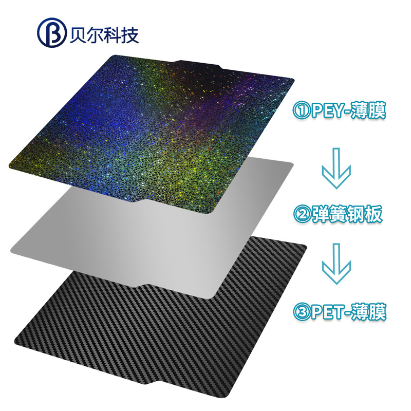 Placa de acero de resorte magnético de impresión de doble cara 3D con pulverización P1PX1C plataforma de cama caliente 257x 257mmPE hoja de bambú