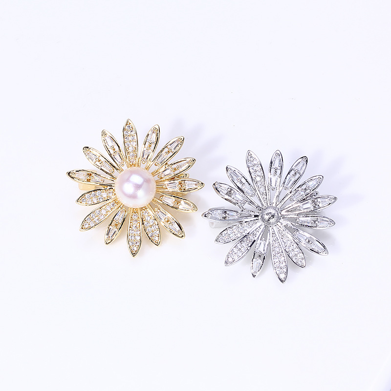 DIY accessories copper gold-plated inlaid zircon pearl brooch accessories empty holder accessories corsage fashion accessories women