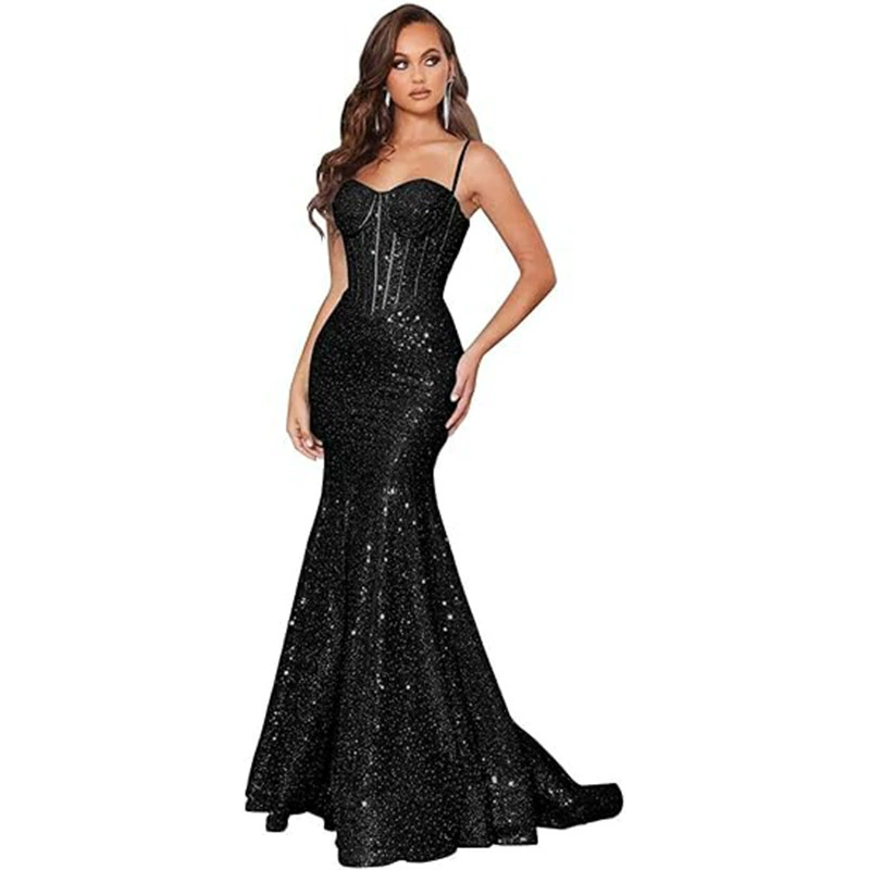 Разноцветные ногти sequins, длинная юбка, вечернее платье, (поперечная торговля), утягивающий эффект, облегающий, гулька-фигура