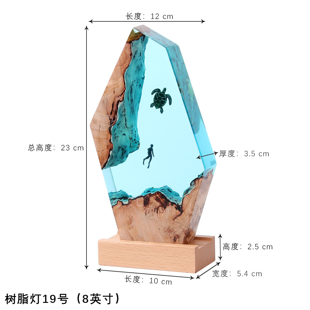 Unique European and American Trendy Creative Turtle Diver Ocean Micro Landscape Epoxy Resin Handmade Crafts Ornaments Home