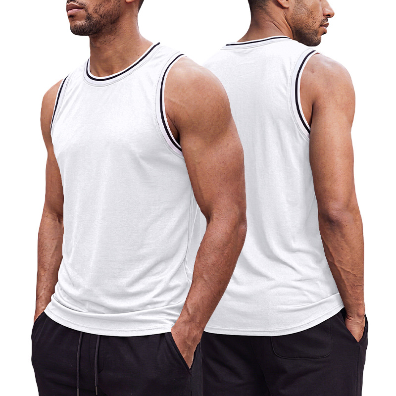 Comercio exterior transfronterizo americano pesado ocio hombre color de contraste sin mangas hombro deportivo holgado multicolor chaleco de fitness diario