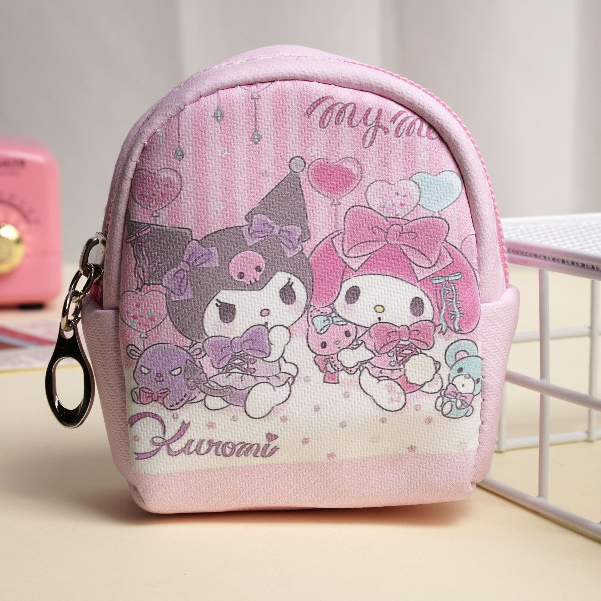 Monedero Mini Animado de Cuero PU Impermeable para Almacenamiento Doméstico