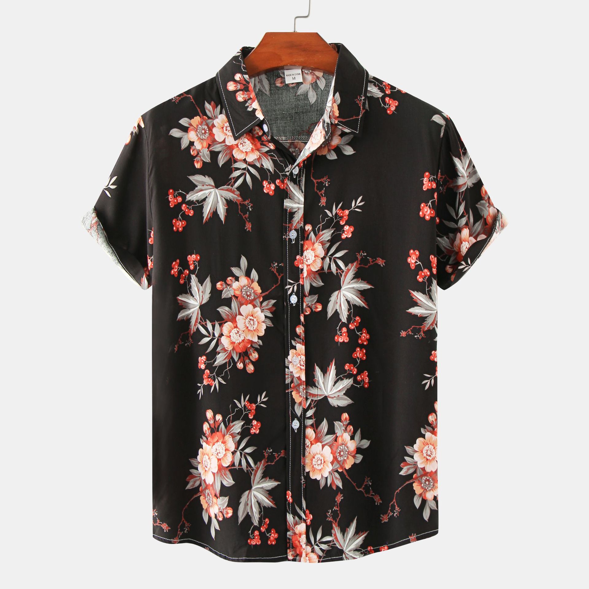 EBay AliExpress 2024 verano floral manga corta Camisa floral hombres tamaño europeo hombres camisa de manga corta hombres al por mayor