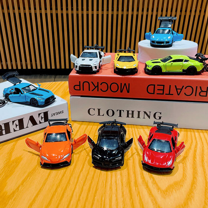 Creative cartoon simulation sports car model keychain couple car bag pendant key chain pendant gift wholesale
