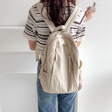 日系女学生书包尼龙双肩包大容量轻便背包2023新款文艺简约帆布包