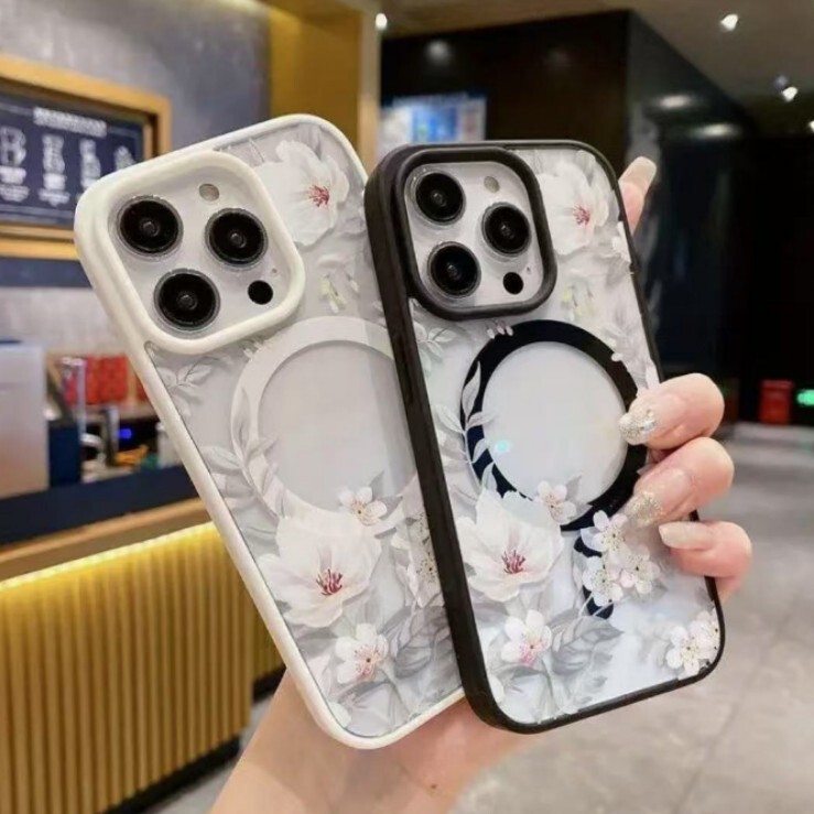 New floral design suitable for Apple 17 Pro Max phone case, iPhone 16 macaron magnetic case, 15 European and American style, 14 New floral design suitable for Apple 17 Pro Max phone case, iPhone 16 macaron magnetic case, 15 European and American style, 14