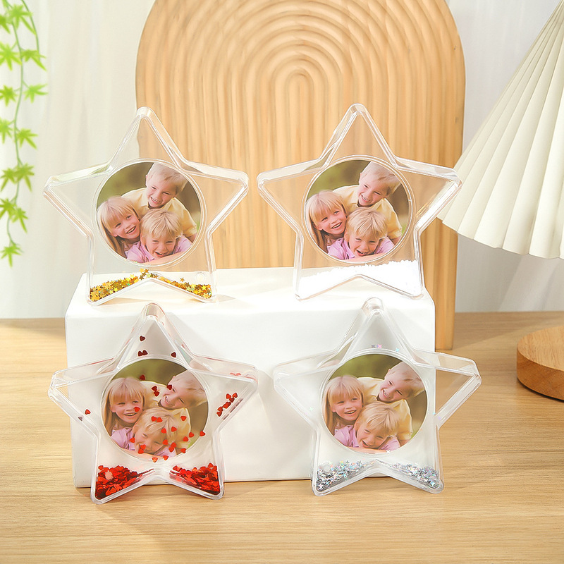 Creative Acrylic Oiled Photo Frame Special-shaped Snowflake Loose Powder Floating Home Five-pointed Star Photo Frame Ornament Gift Wholesale