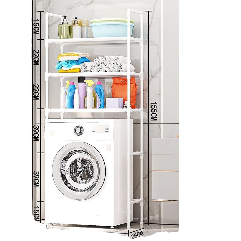 Estante de almacenamiento para baño, estante de plástico para inodoro, sin taladro, de varias capas, de pie, para almacenamiento en el baño.