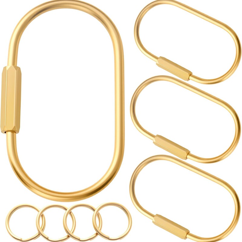 Brass threaded lock key ring, oval simple screw buckle, handbag pendant ring, small pendant for Qixi Festival