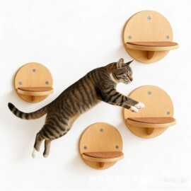 现货木质猫爬架壁挂式组合猫咪攀登架玩具猫跳台栖息地猫吊床楼梯