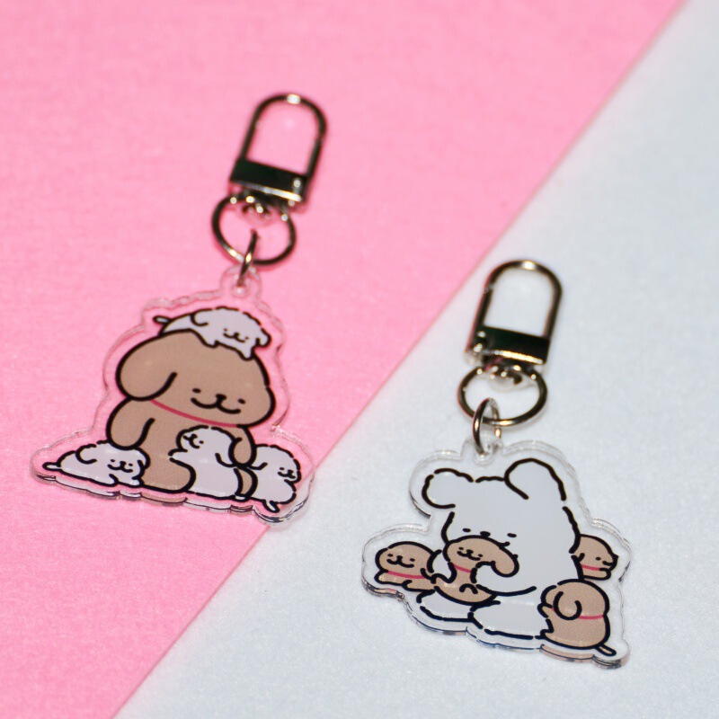 かわいい子犬アクリル両面キーホルダー 2 ドルショップ供給学生カップルギフトヘッドフォンセットバッグペンダント|undefined