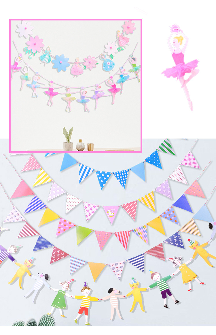 Festbanderoller och triangulära vimplar för skolfester_voghion.com