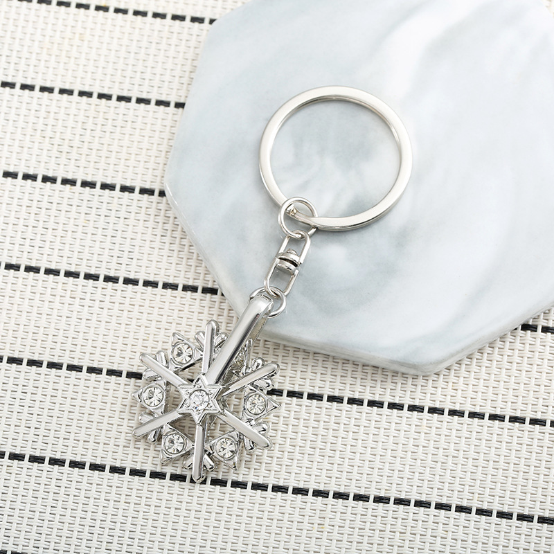 Elegant Snowflake Alloy Inlay Zircon Unisex Keychain display picture 4