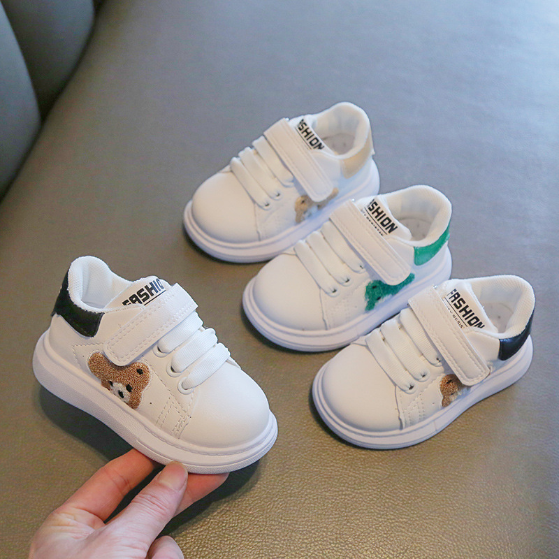 Demi-season children's white sneakers for men and women