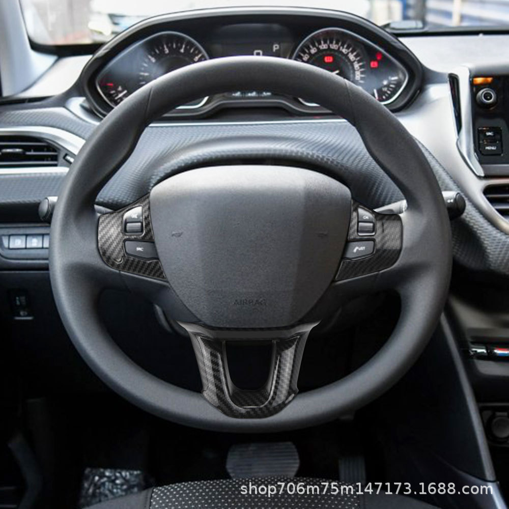 Steering Wheel Sequins ABS Carbon Fiber Interior Trim for Peugeot 2008
