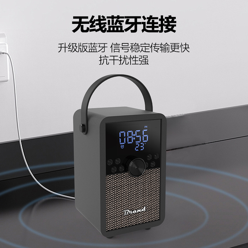 Transfronterizo de madera Altavoz Bluetooth audio nuevo reloj portátil altavoz TF tarjeta Radio Retro Bluetooth audio