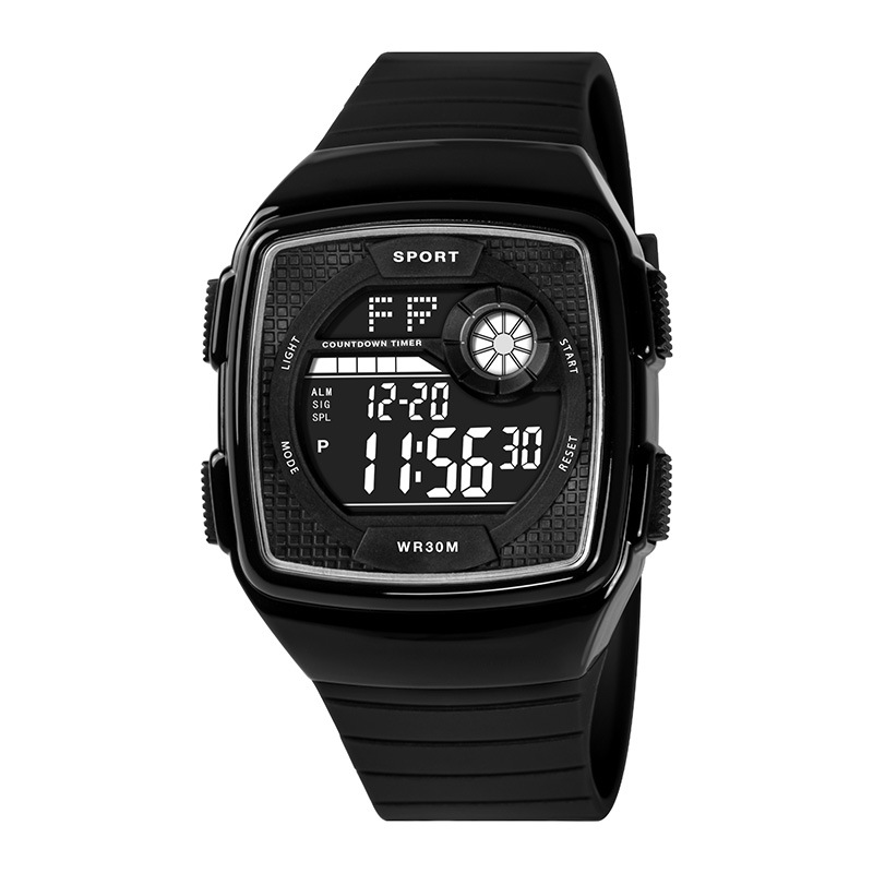 Tendencia de hombres cuadrados estudiantes adolescentes cronógrafo reloj electrónico alarma multifuncional luz nocturna reloj electrónico al por mayor