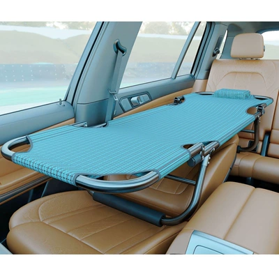 Car bed, non-inflatable, universal, for use in the car, not for the back seat, foldable travel bed, for sleeping in the car, suitable for sedans (Vehicle-mounted inflatable bed) - default-item-extra-thick-fabric-green-breeze-orchid-extra-strong-stainless-steel-tube