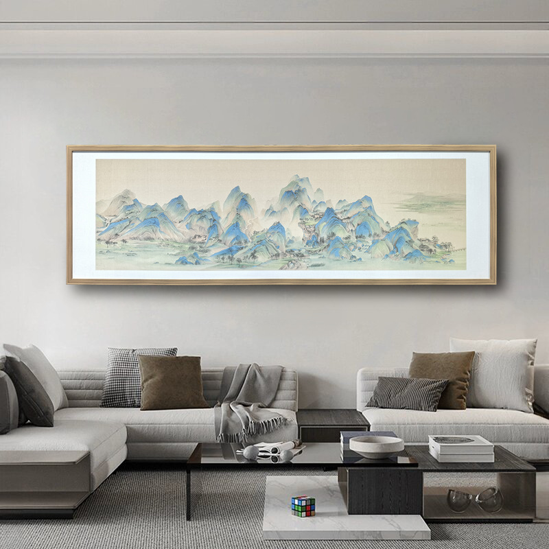 复古中式禅意客厅艺术喷绘油画中古风新中式卧室沙发背景墙装饰画