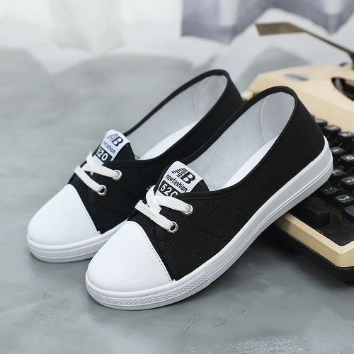 Women's Hane-style versatile comfortable casual fabric shoes, shallow mouth breathable student canvas shoes
